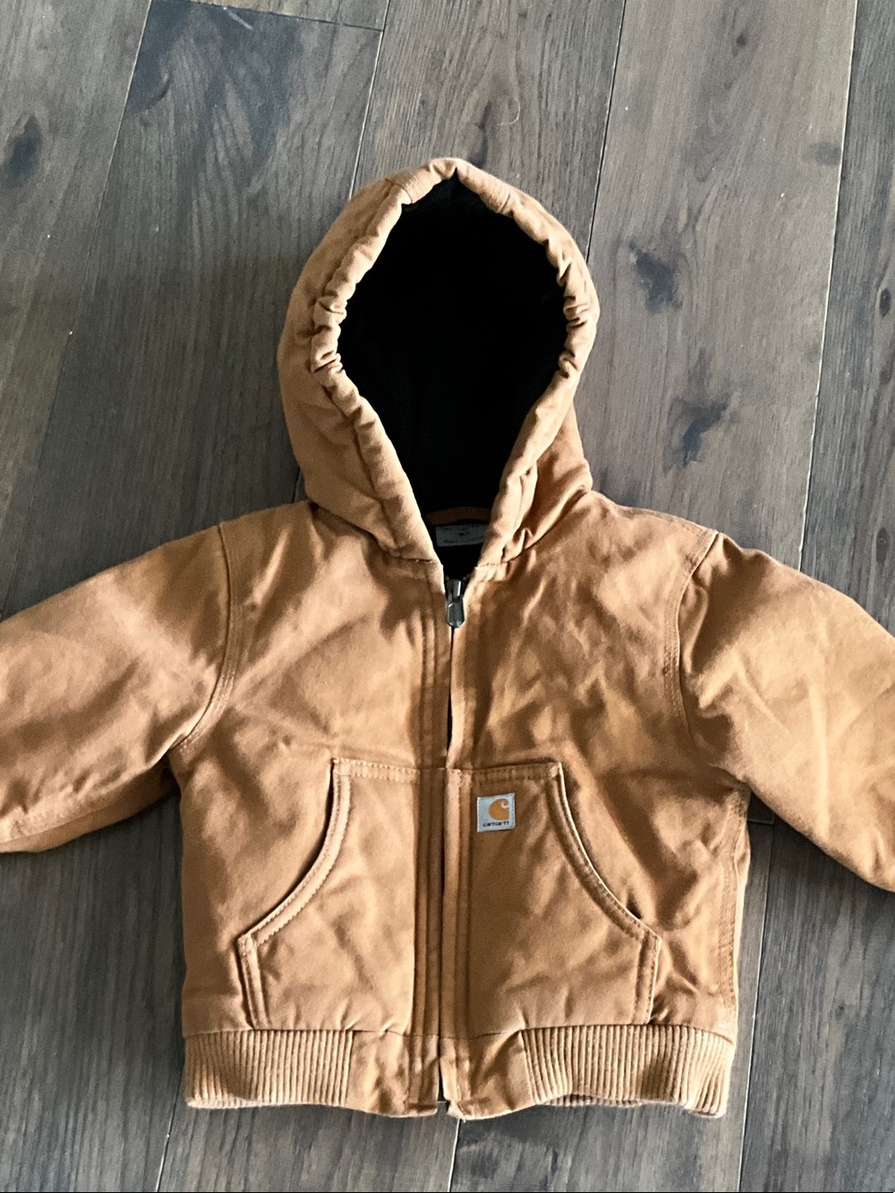 Carhartt Tan/Camel Hooded Zip Front Work Jacket